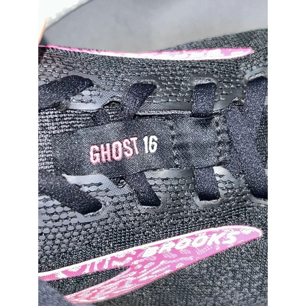 Brooks Ghost 16 Shoes Womens Size 9B Black Pink Running Sneakers 1204071B074